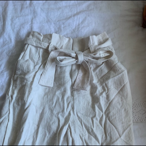 Lightweight + Cream Tie waist Pants - Picture 5 of 5